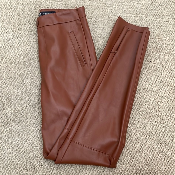 Zara Pants - Zara Congac Faux Leather Pants